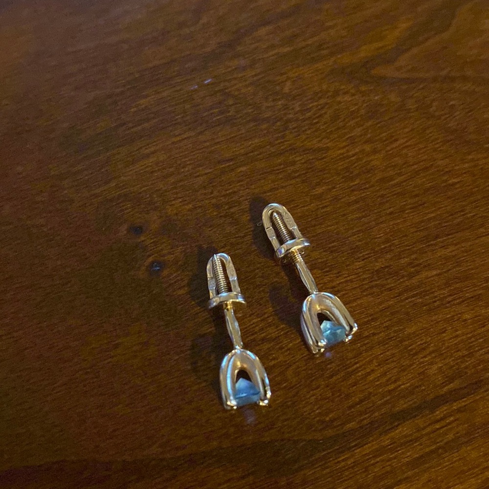 Russian made topaz earrings, 585 gold
